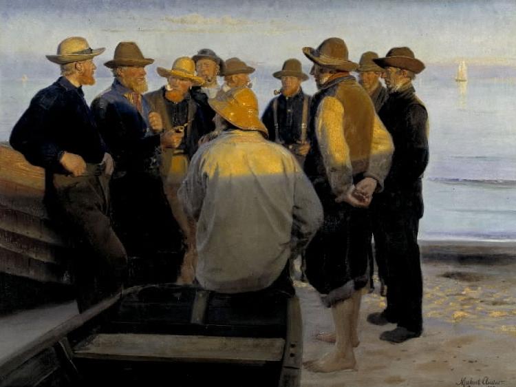 Michael Ancher Fishermen by the Sea on a Summer's Evening France oil painting art